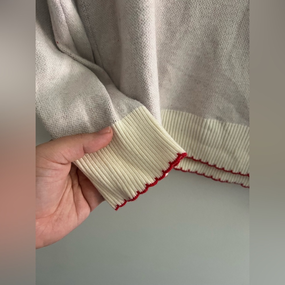 Nikka K Strawberry Knit Sweater Cream Red Trim Women’s Small - Picture 4 of 6